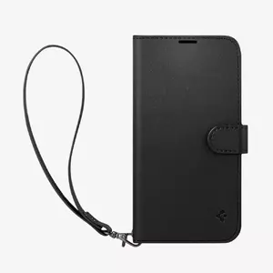 Maciņa tipa vāciņš Spigen Wallet S priekš iPhone 14, 15.5 cm (6.1"), melns, PC+PU, 2 kartes, statīvs