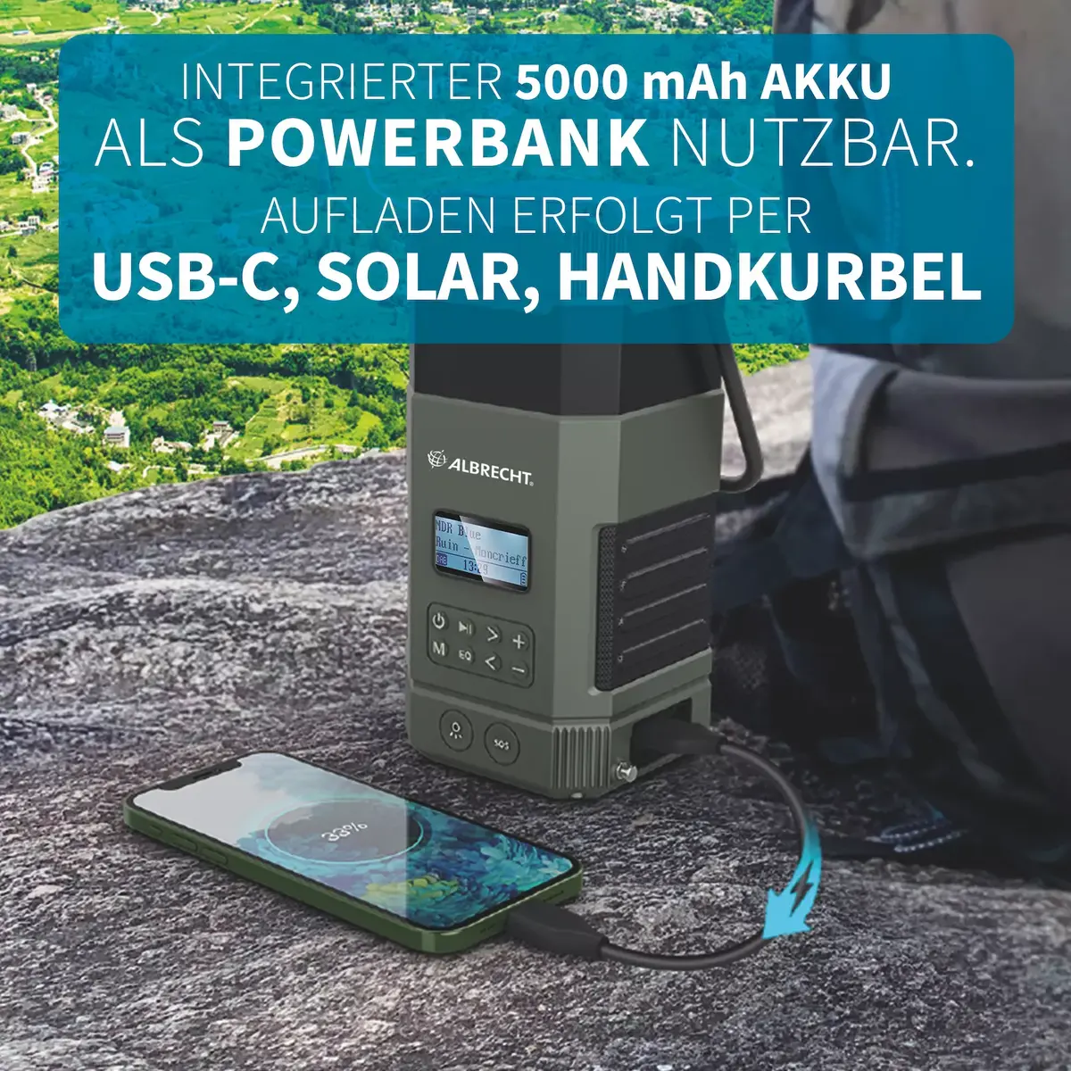 Akumulatora kempinga lampa Albrecht DR 114 DAB Photo 4
