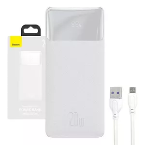 Portatīvais akumulātors Baseus Bipow Litija polimērs (LiPo) 30000mAh, 2xUSB, USB-C, 20W Balts