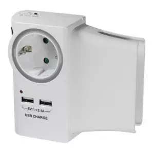 LogiLink PA0165 USB Socket Adapter with 2 Ports 5V/2.1A White