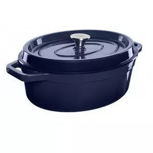 Cast iron oval casserole pot Grand Feu 5.6 L blue