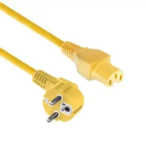 ACT Powercord mains connector CEE 7/7 male angled C15 yellow 2 m 250V 10A