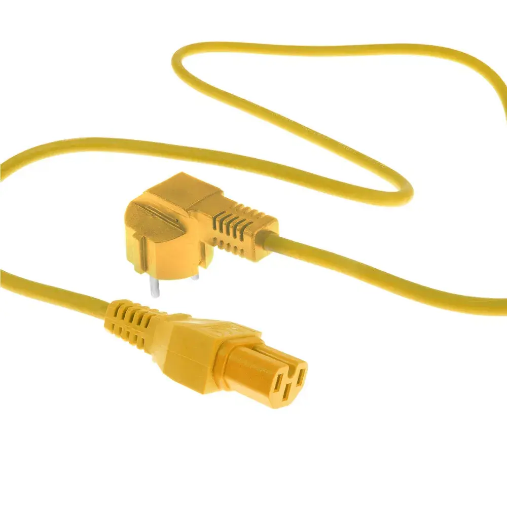 Powercord ACT CEE 7/7 male angled C15 yellow 1 m Photo 2