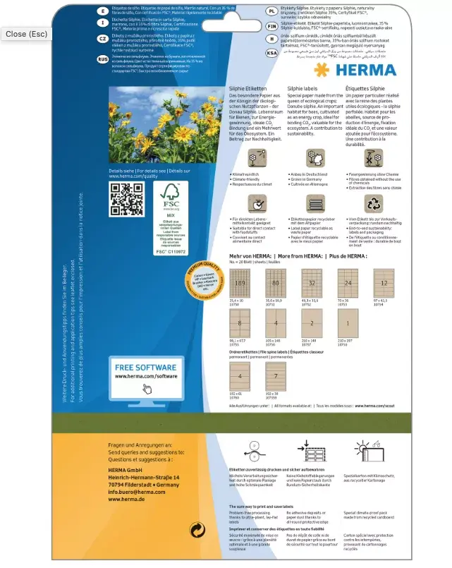Pašlīmējošās etiķetes HERMA 10759 Photo 2