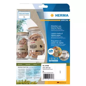 Самоклеящиеся этикетки HERMA 10758 Прямоугольные Постоянные Коричневые 20 шт