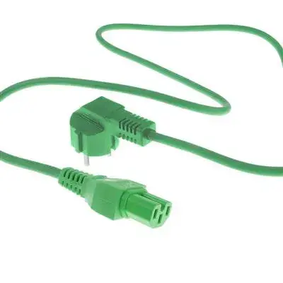 ACT Powercord CEE 7/7 vīriešu leņķis C15 zaļš 1 m Photo 2