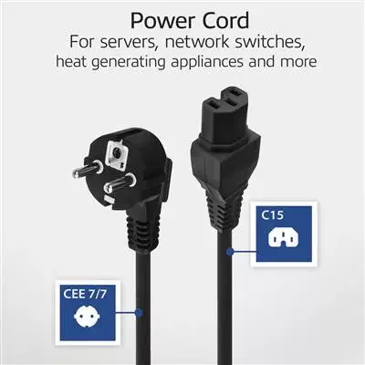 ACT Powercord CEE 7/7 male angled C15 black 1m Photo 4