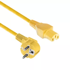 ACT Powercord CEE 7/7 male angled C15 yellow 1.5 m 230V 10A