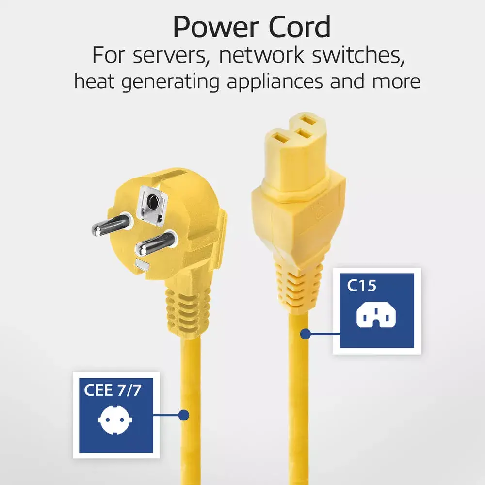 ACT Powercord CEE 7/7 male angled C15 yellow Photo 4