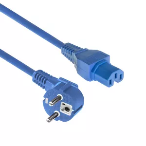 ACT Powercord mains connector CEE 7/7 male angled C15 blue 1.5 m 230V 10A