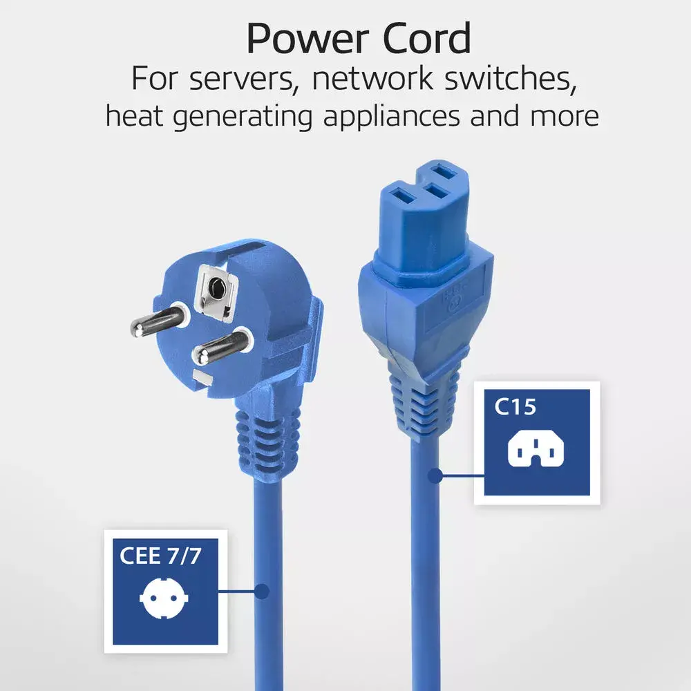 ACT Powercord mains connector CEE 7/7 male angled C15 Photo 4