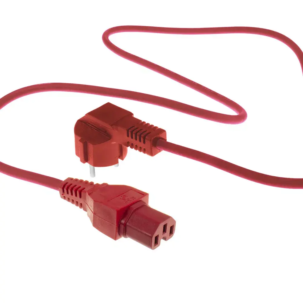 ACT Powercord CEE 7/7 vīriešu leņķis C15 sarkans 1.5 m Photo 3