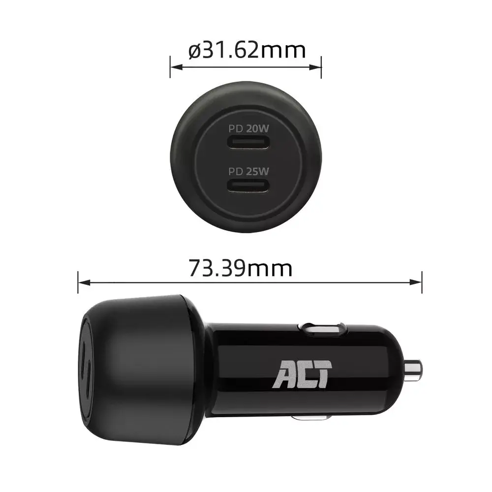 Auto lādētājs ACT 2-portu USB-C Fast 45W Photo 4