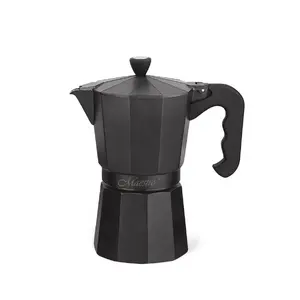 Moka pot Maestro MR-1666-6-BLACK — manual stovetop coffee maker, 6 cups, 300 ml, black aluminium