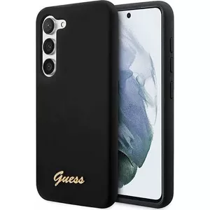 Phone silicone case GUESS GUHCS23MSLSMK for Samsung S23+ — black with vintage gold logo