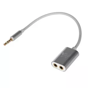 Audio cable MACLEAN MCTV-580 — 3.5mm male to 2×3.5mm female, 0.18 m, Silver