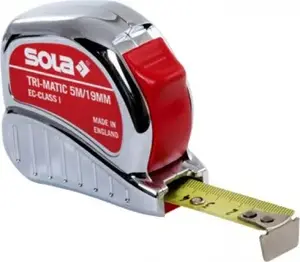 Tape measure SOLA Tri-Matic L.8m x W.25mm, yellow, with stop button (50023401)