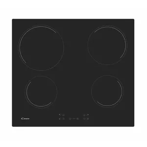 Built-in ceramic hob CANDY CH64CCB, 4 cooking zones, black, touch control, 590×520×50 mm