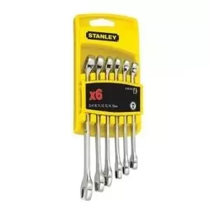 Combination wrench set STANLEY 4-94-646 — sizes 10, 11, 12, 13, 14, 15 mm, chrome finish