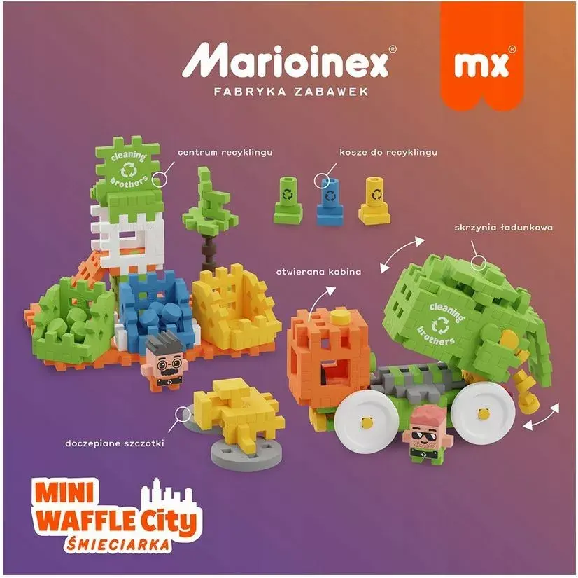 Marioinex Blocks Waffle mini Garbage truck 14 pcs Photo 4