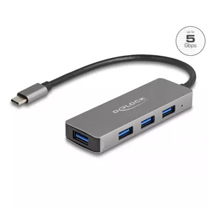 DeLOCK 63173 USB хаб Type-C 5000 Mbit/s черный