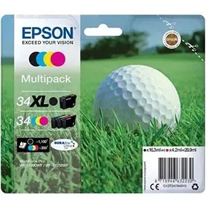 Kārtridžs Epson 34XL - WorkForce Pro WF-3720DWF - Melns Dzeltens Zils Magenta