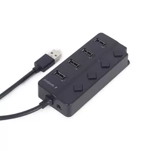 Gembird USB 2.0 хаб на 4 порта с переключателями черный USB 2.0 Type-A