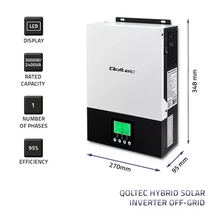 Hibrīdais saules invertors QOLTEC 3KVA 2.4kW Photo 5