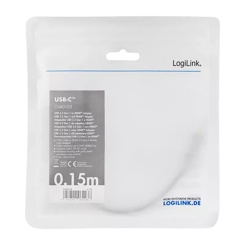 LogiLink CUA0103 USB 3.2 Gen1 Type-C to HDMI-A Cable Photo 3