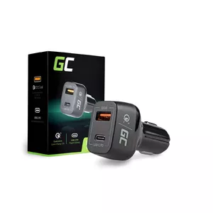 Car mobile device charger Green Cell CAD33, 42W, USB-C PD + USB-A QC3.0, 12/24V input, 5–12V output