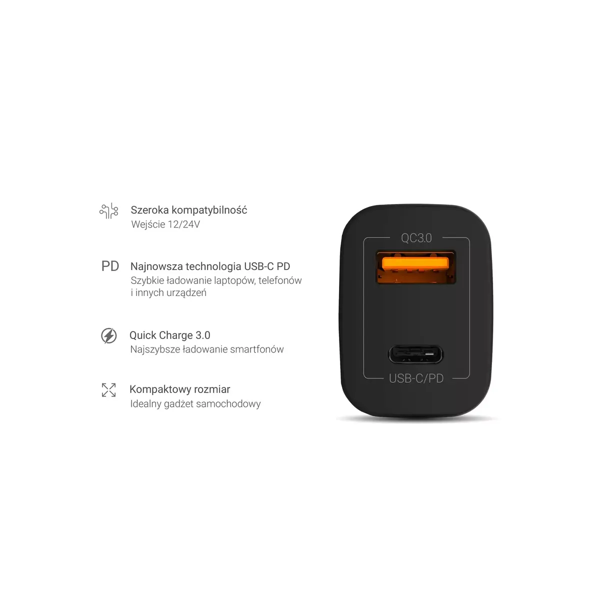 Green Cell CAD33 car charger 42W (USB-C PD + QC3.0) Photo 4