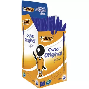 Klikšķu pildspalva BIC 872730 Stick Fine, zils tinti, caurspīdīgs korpuss, 50 gab. iep.