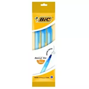 Ballpoint pen BIC Round Stic Blue Stick Medium, blue ink, pack of 3