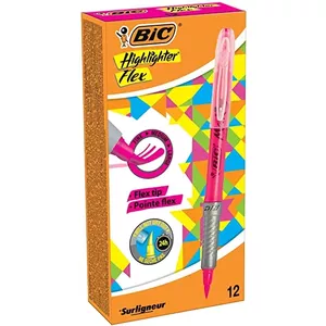 BIC Highlighter Flex marķieris 12 pcs Birstes uzgalis Rozā