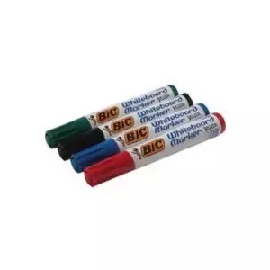 Whiteboard markers BIC Velleda 1751, pack of 4, chisel tip, Black/Blue/Green/Red