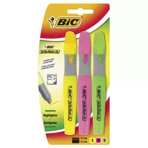 BIC brite liner XL ūdensnoturīgais marķieris Kalta uzgalis Zaļš, Rozā, Dzeltens 3 pcs