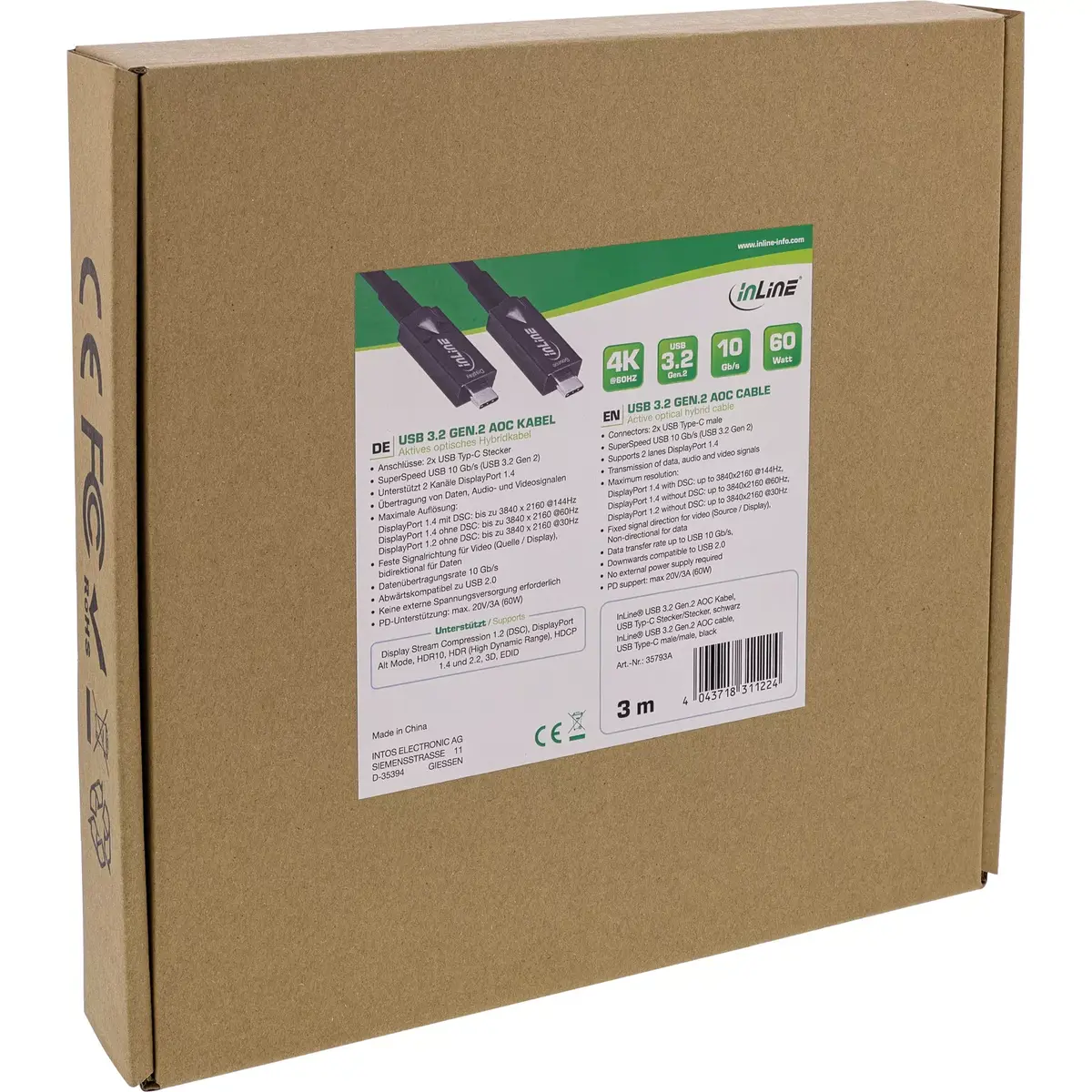 InLine USB 3.2 Gen.2 AOC kabelis USB-C male/male Photo 2