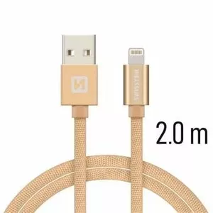 USB Lightning Charging and Data Cable SWISSTEN Textile Fast Charge 3A 2m Gold