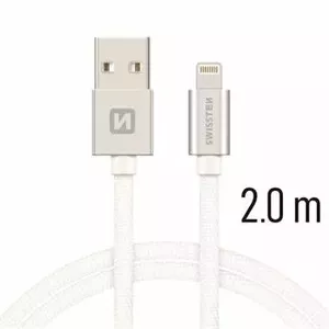 USB Lightning charging cable SWISSTEN SW-QU-LIGH-3A-2M-SI — Lightning to USB-A, 3A, 2 m, silver