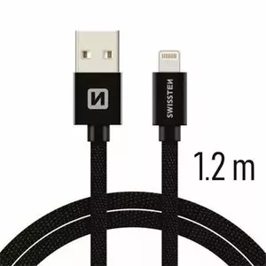 USB Lightning charging cable SWISSTEN SW-QU-LIGH-3A-1.2M-BK — Lightning to USB-A, 3A, 1.2 m, black