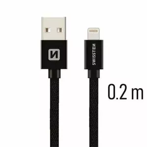 Lightning charging cable SWISSTEN SW-QU-LIGH-3A-0.2M-BK — 3A, 20 cm