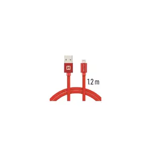 USB A to 2× (USB‑C / Micro‑USB‑B / Lightning) cable SWISSTEN 1.2 m, 3 A, Red