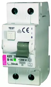 Дифференциально-автоматический выключатель Eti-Polam KZS-2M 2P 16A B 0,03A тип AC (MPN 002173104)