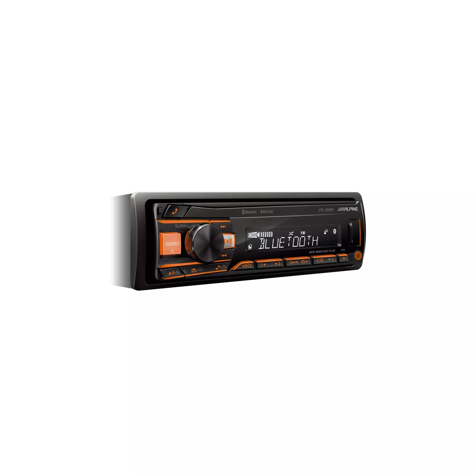 Alpine UTE200BT Radio con Bluetooth y USB, compatible con iPhone.