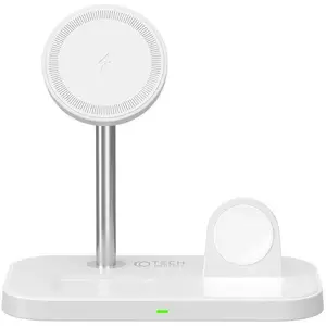 Беспроводное зарядное Tech-Protect QI15W A22 3в1 Magnetic MagSafe белое — 15 Вт, для трёх устройств