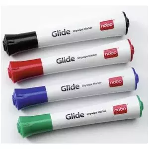 NOBO Glide Drywipe Markers Fine Nib Assorted 4 Pack