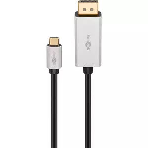 USB-C to DisplayPort adapter cable Goobay 3 m — USB Type-C to DisplayPort, silver/black