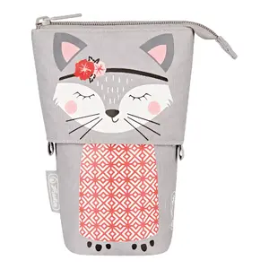 Mīksts zīmuļu maciņš Herlitz Kitty Poliesters Pelēks Rozā Balts