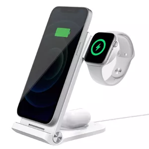 Беспроводное зарядное Nillkin PowerTrio 3in1 MagSafe для iPhone и Apple Watch, белое (MFi)