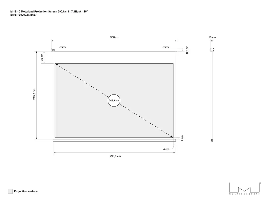 Multibrackets M 16:10 Моторизованный экран 135" Black Ed Photo 13